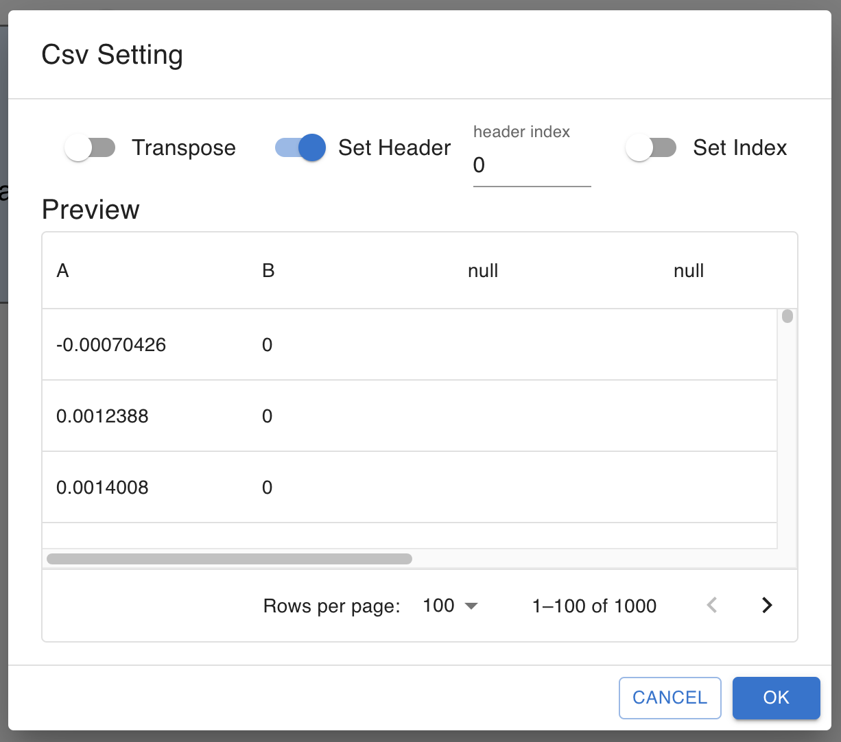 CSV Set Header