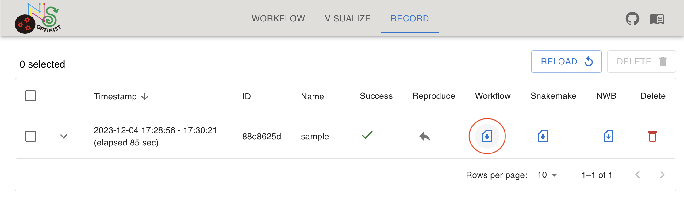 Download workflow config file