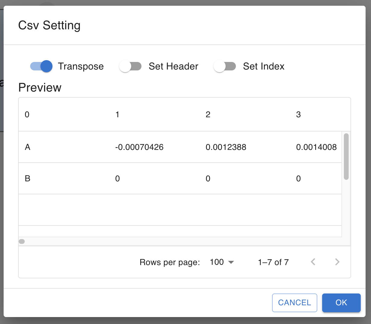 CSV transpose